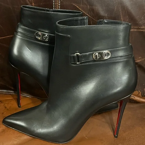 New Christian Louboutin Lock So Kate Leather 100 Sexy Booties DAMAGED ZIPPER 42 - Picture 4 of 15
